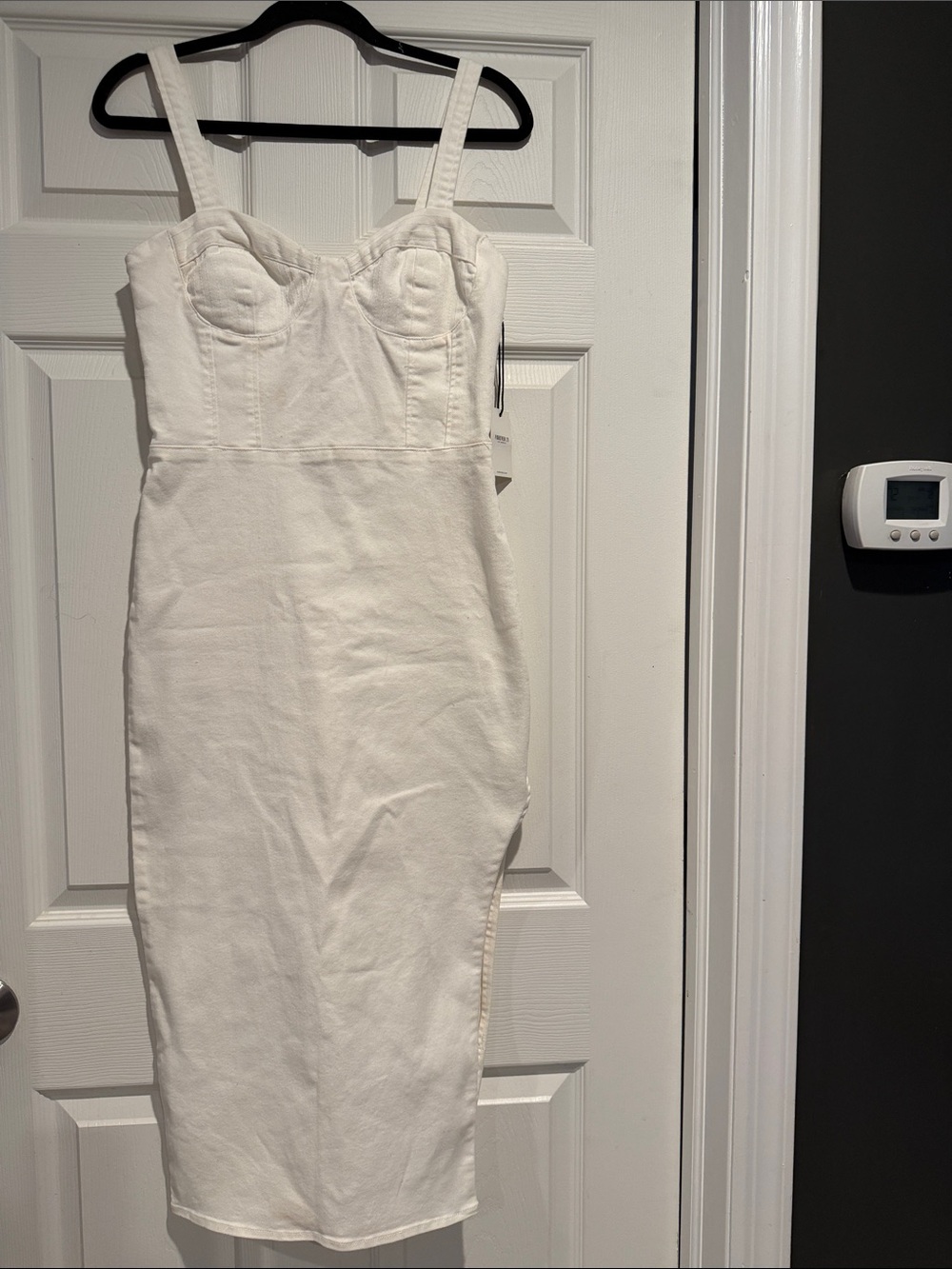 White Denim Bustier Dress